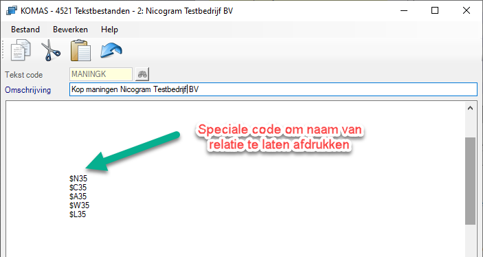 Speciale codes in de tekst